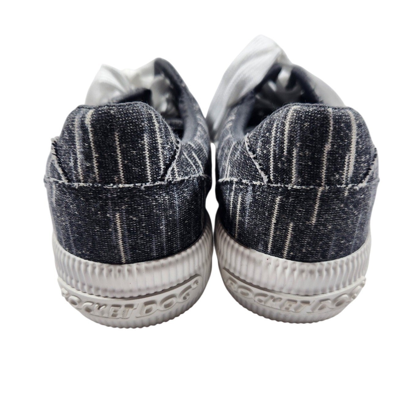 Rocket Dog Men’s Casual Canvas Low Top Sneakers Grey Stripe Lace Up Size 9.5