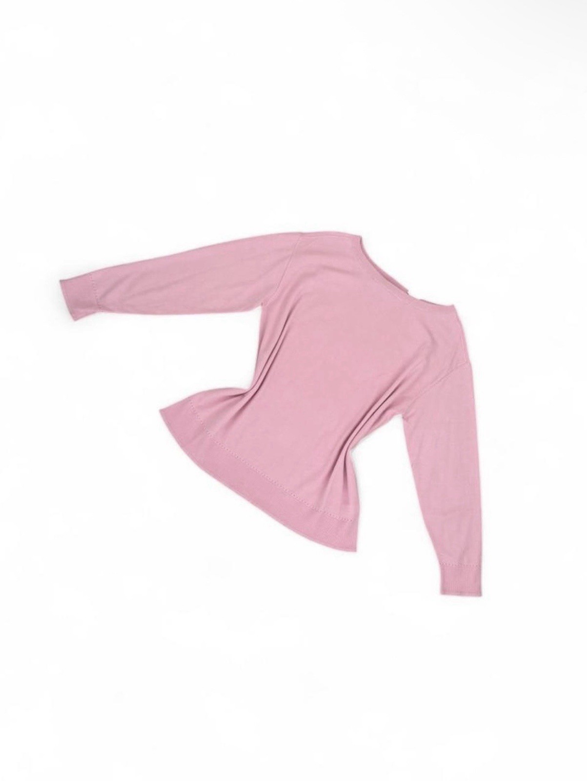 Lane Bryant Women’s 10/12 Pink Solid Knit Crew Neck Long Sleeve Pullover Sweater