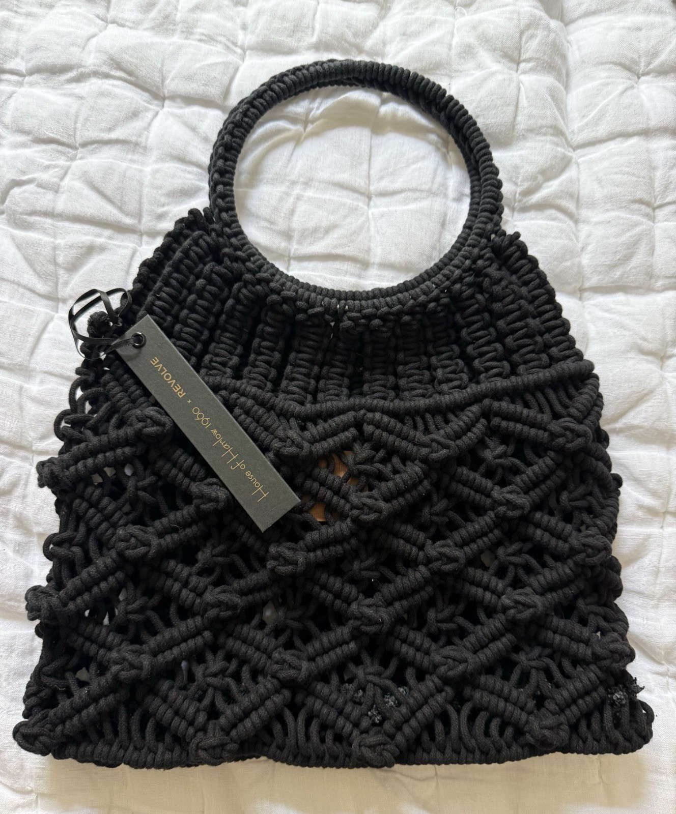 House of Harlow 1960 Knotted Macramé Circle-Handle Quiet Luxury Old Money Status