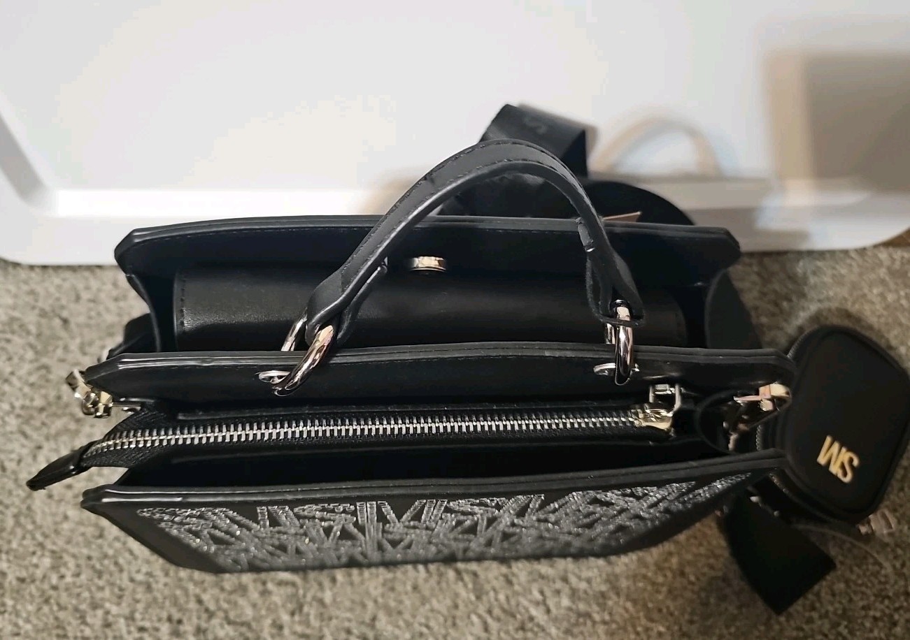 Steve Madden Bevelyn Rhinestone Logo Silver Satchel