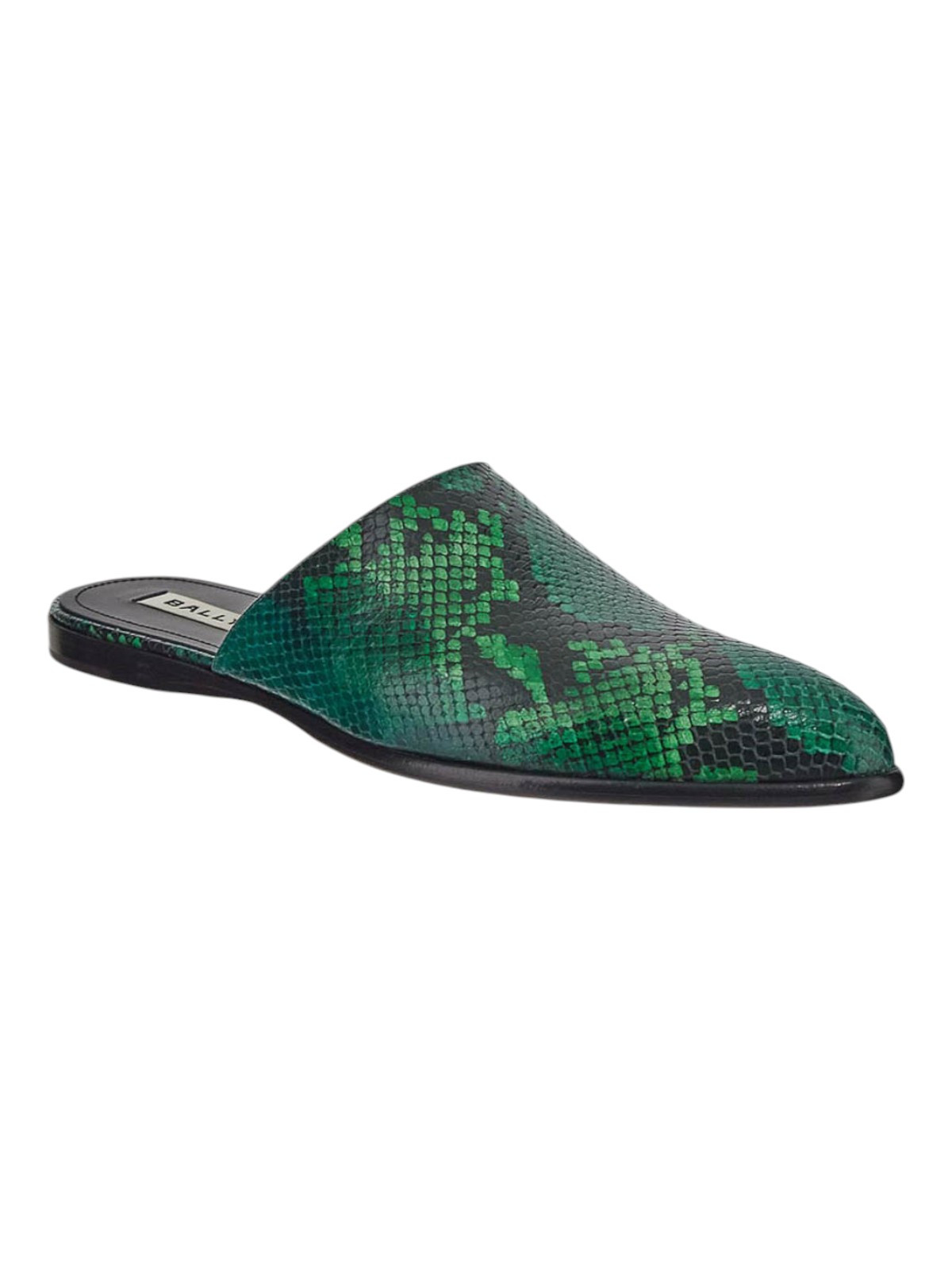 Bally Gyssel 6304145 Men’s Multideepemerald Snake Print Leather Mules MSRP $1465