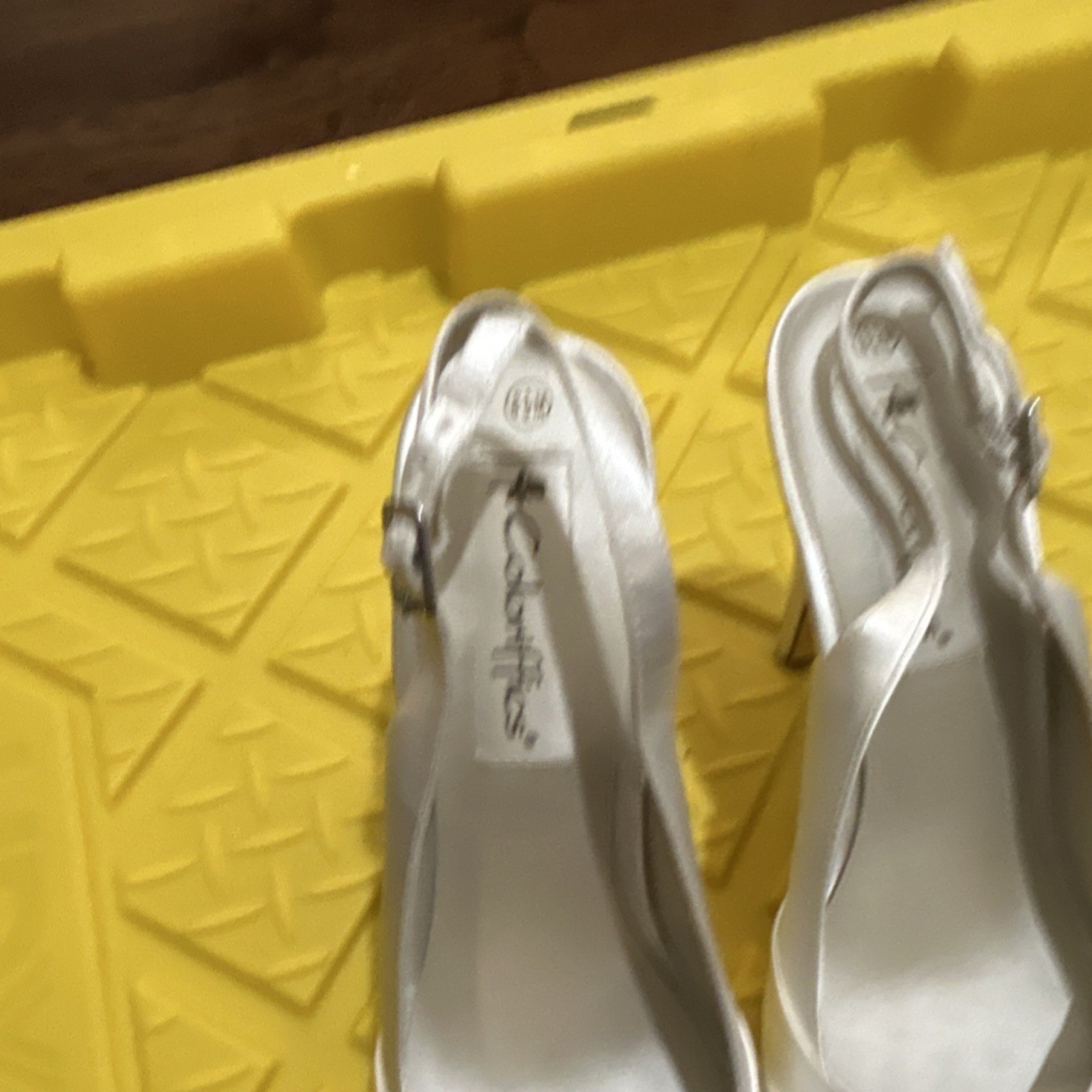 Coloriffics Ivory Satin Slingback Bridal Shoes High Heel 3 in. and Up