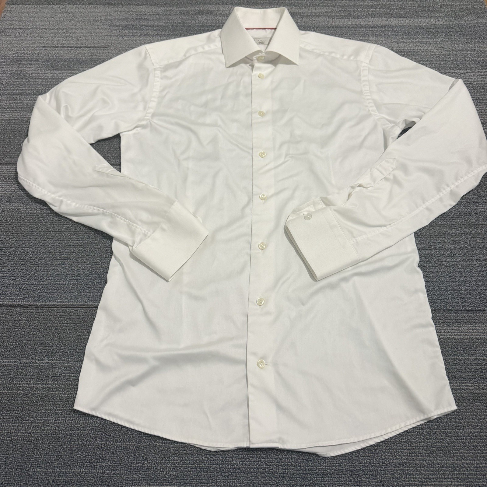 Eton Dress Shirt Mens 15 38 White Slim Fit Cotton Long Sleeve Button Up Preppy*