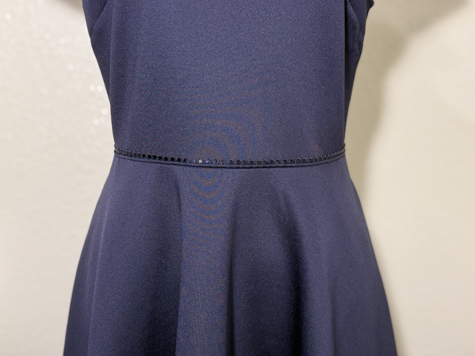 Ted Baker London Size 2 Navy Polyester Rohdia Skater Dress Mesh Trim Pockets Zip