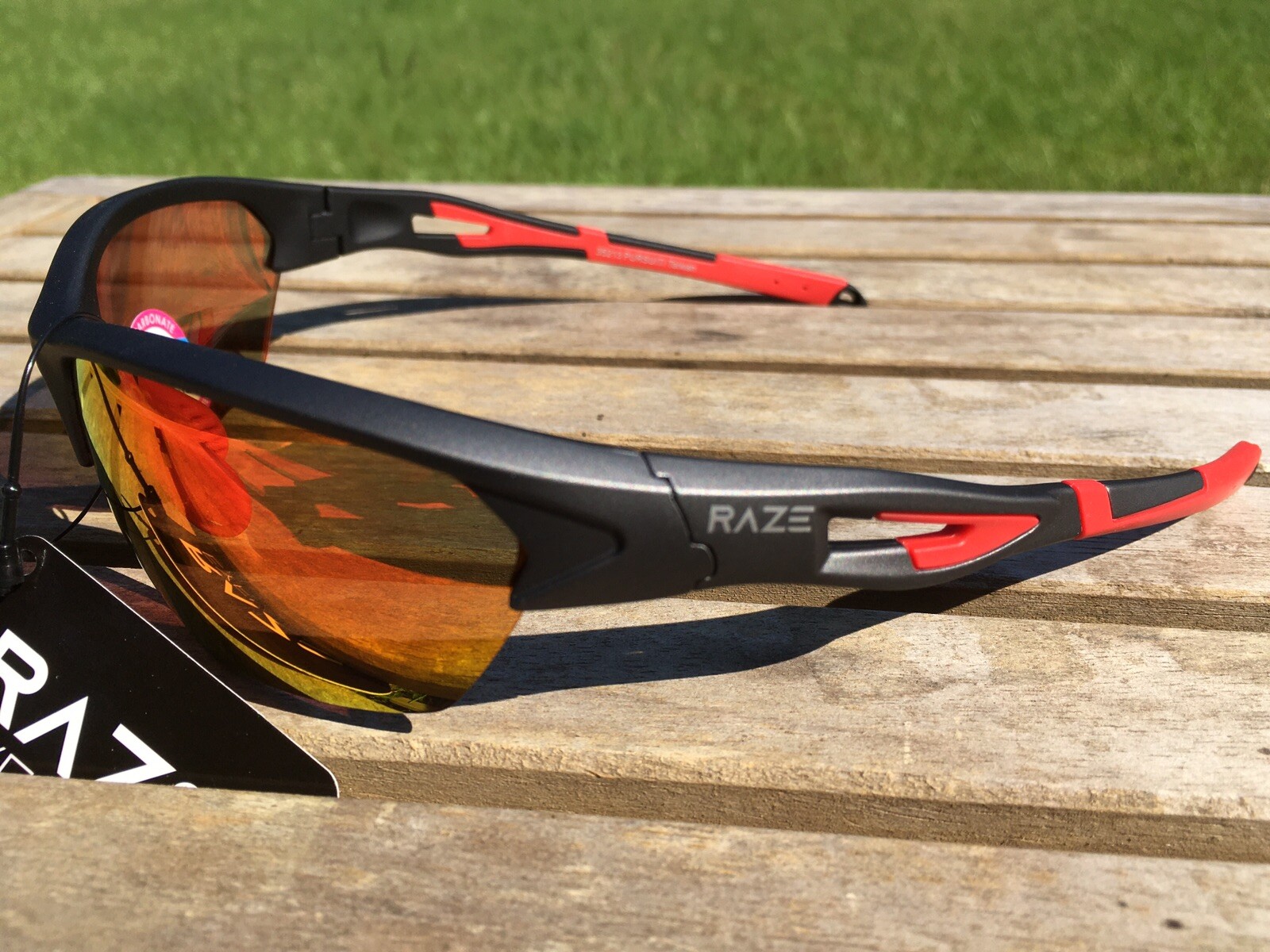 RAZE Eyewear Sunglasses Pursuit HD Gray Red Mirrored Brown Lens 35213