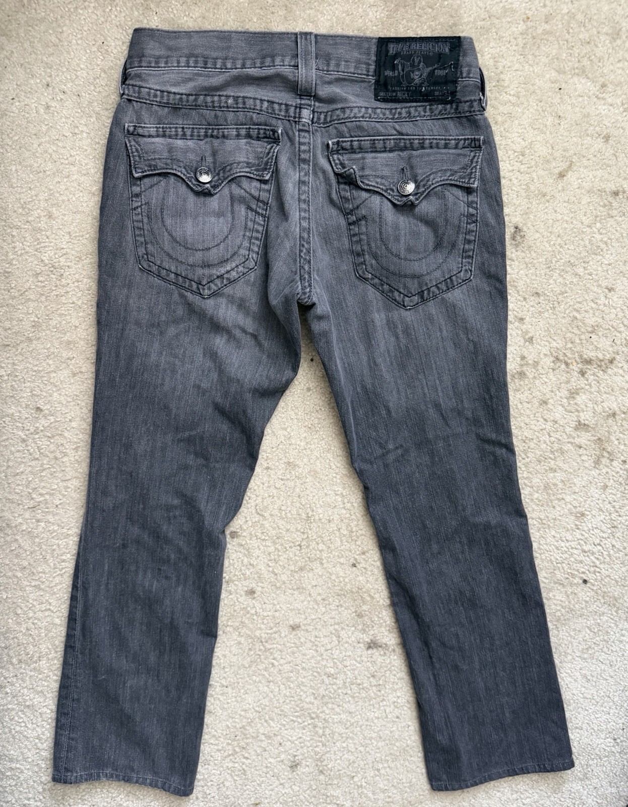 True Religion Mens 32 World Tour Section Ricky Seat 34 Denim Jeans Pants