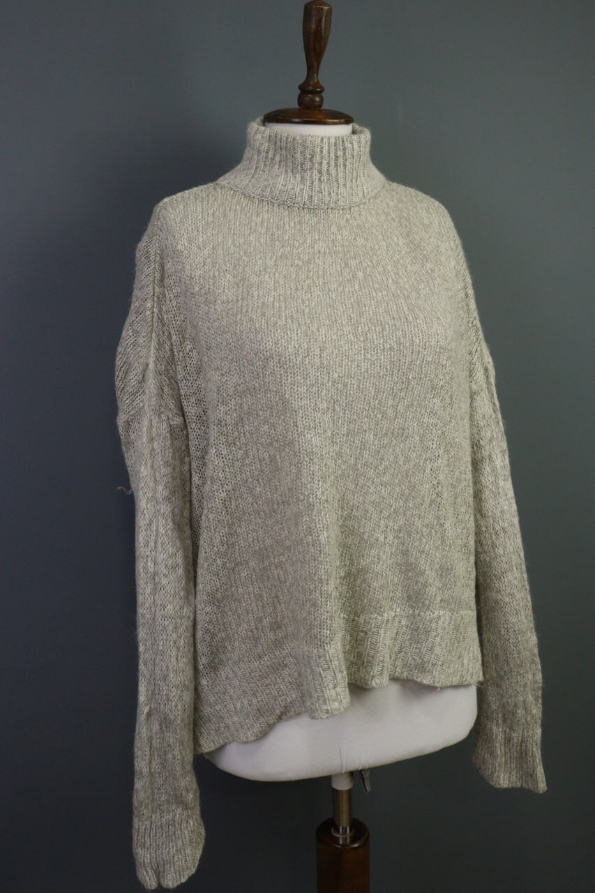 Ann Demeulemeester Ivory Turtle Neck Wool Knit Sweater Size L