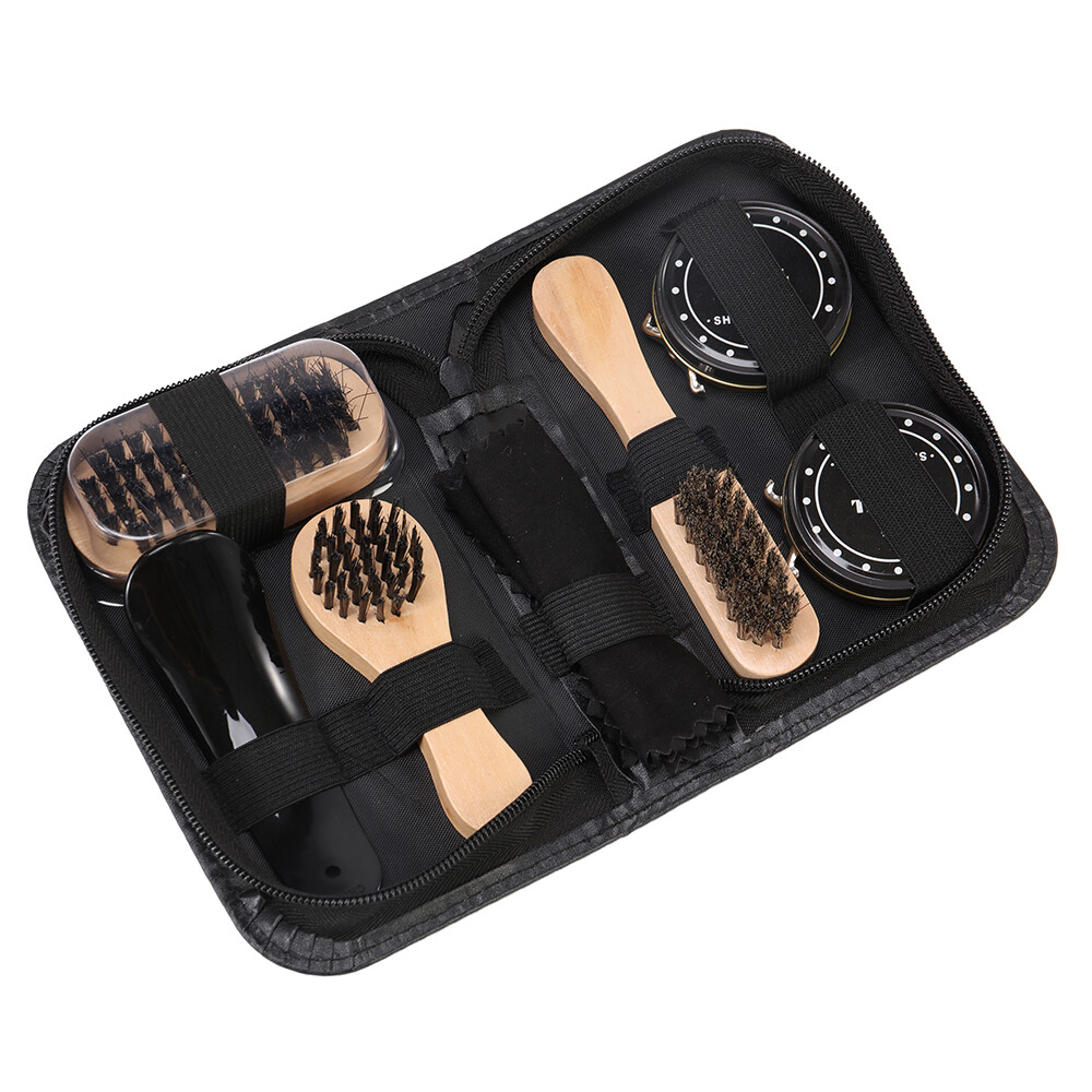 Leather Boots Shoe Care Kit 3 Brushes Cleaner Polish Shine For Footwear