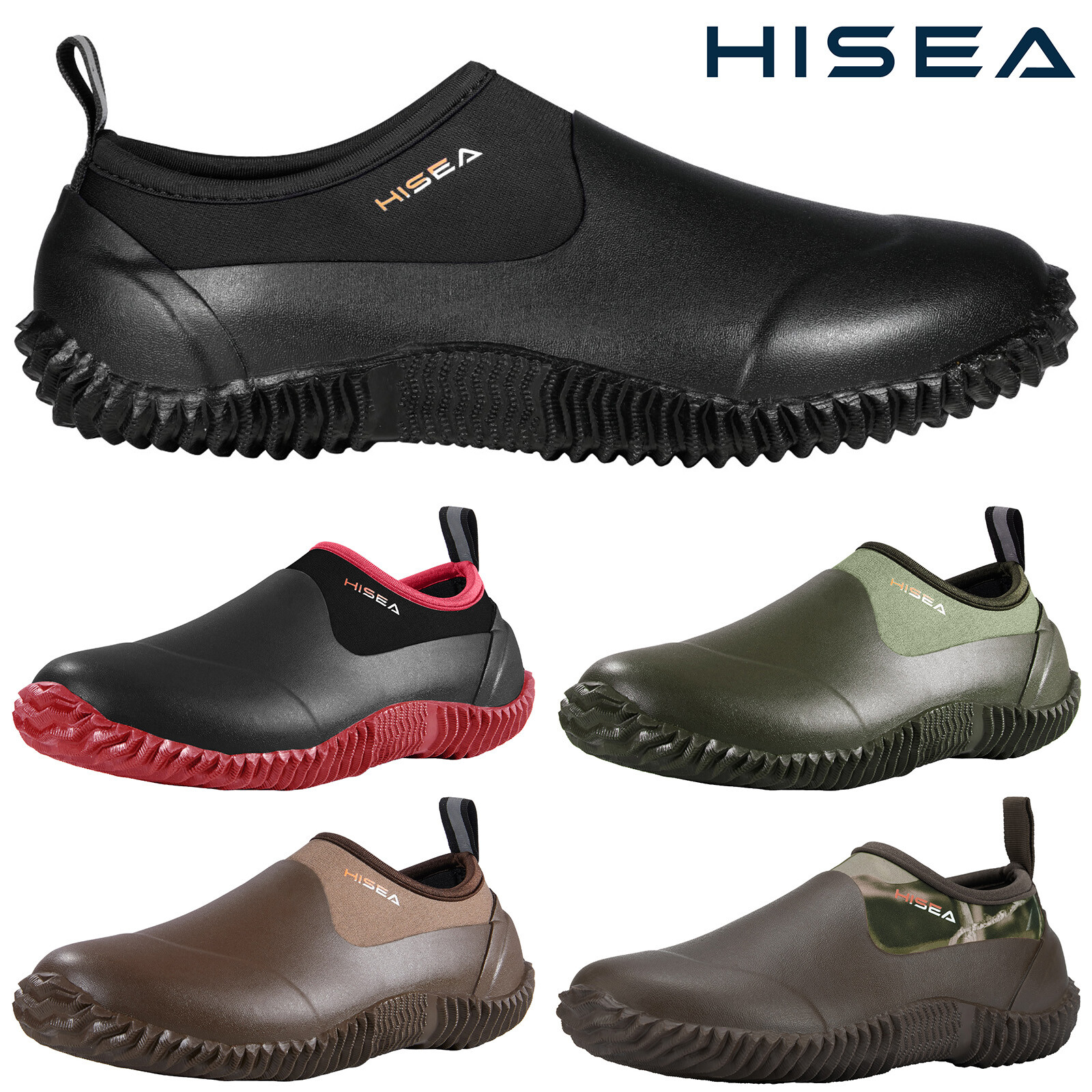 HISEA Unisex Low Top Rain Boots Neoprene Waterproof Slip-On Garden Working Shoes