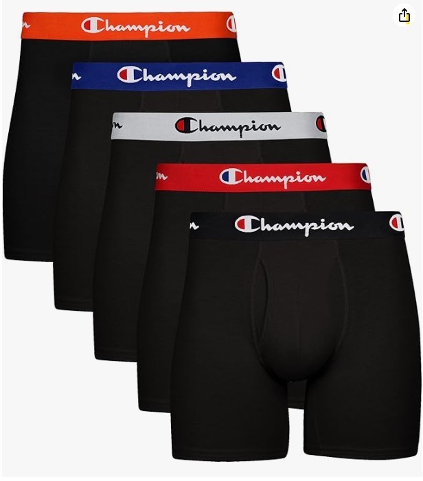 Champion Men’s Everyday Cotton Stretch Boxer Briefs- 5 Pack