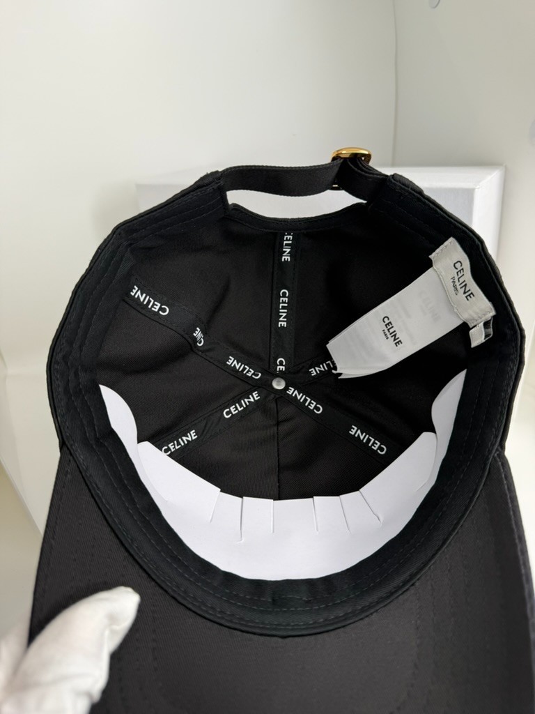 Celine Triomphe Black/Cream Adjustable Baseball Cap Women’s Medium