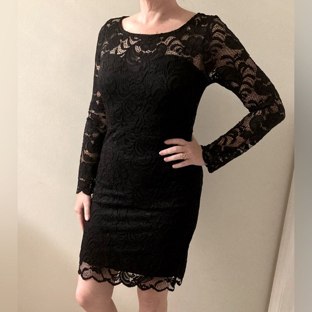 Elegant Black Lace Dress size L