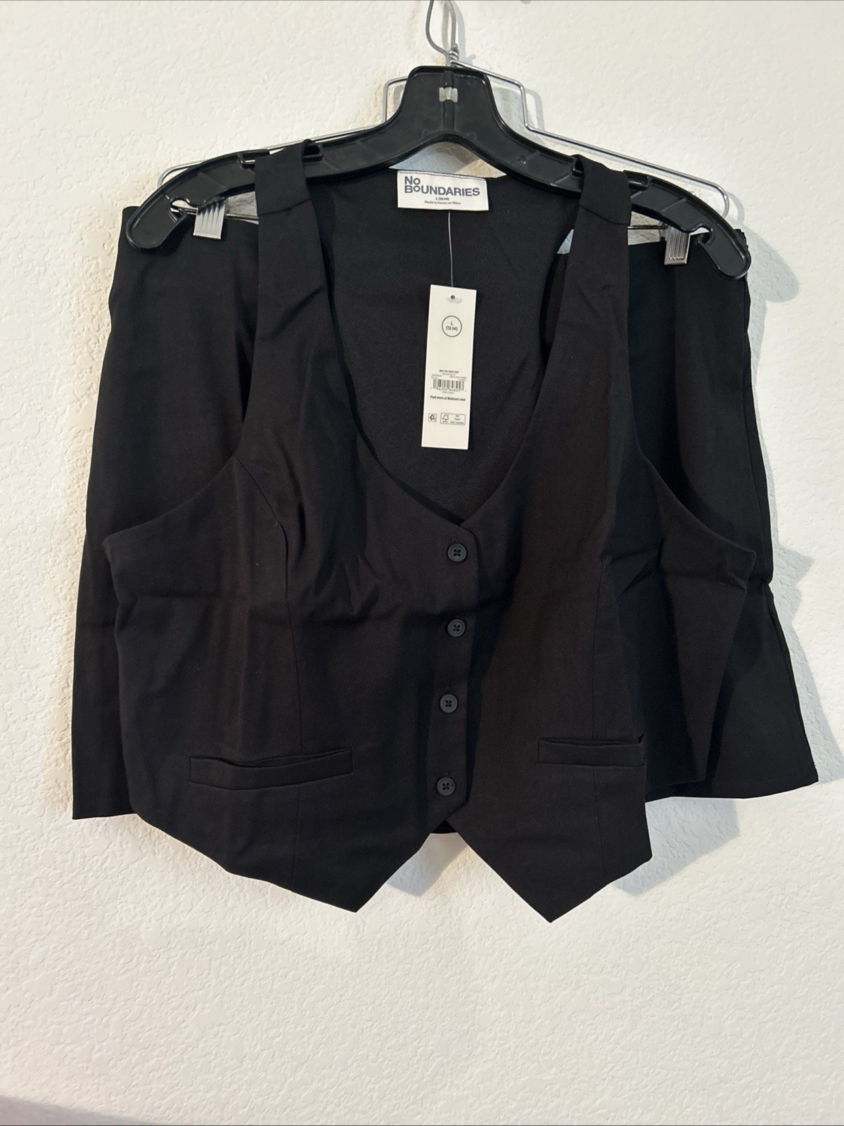 Women’s Large 12/14 2 Piece Black Vest Skirt Set Black NWT No Boundaries