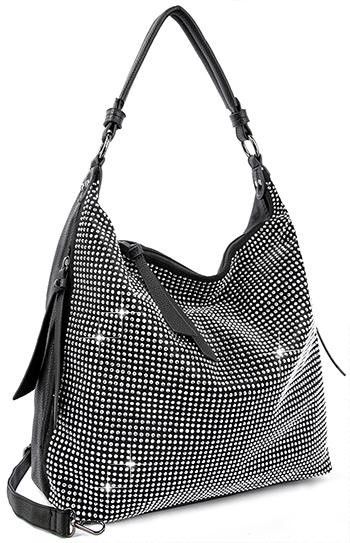 Rhinestone Hobo Handbag Women Sparkly Crystal Shoulder Bag Crossbody Faux Leathe