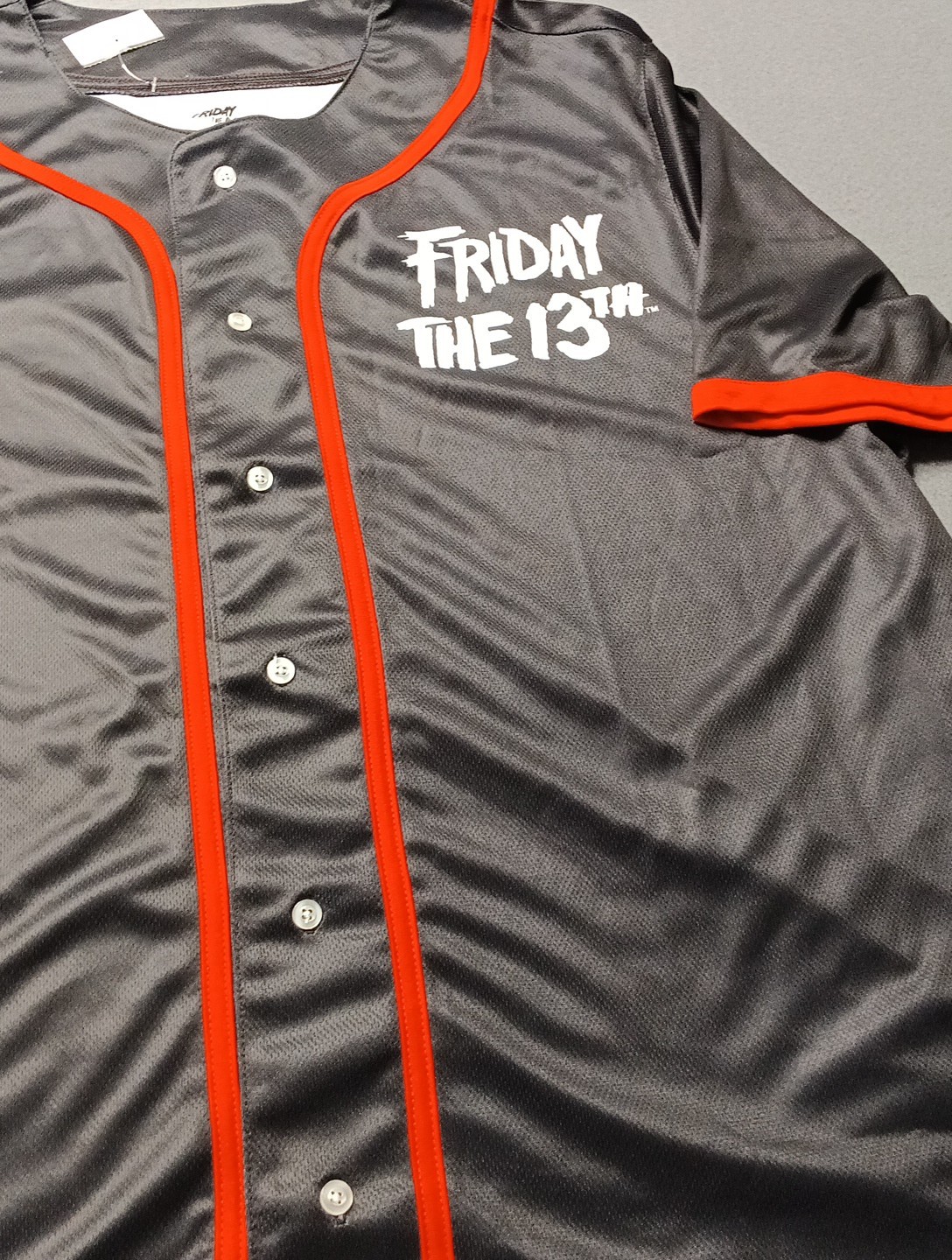 Friday the 13th Men Baseball Type Jersey Shirt Size 2X Black w/Red Trim NWT