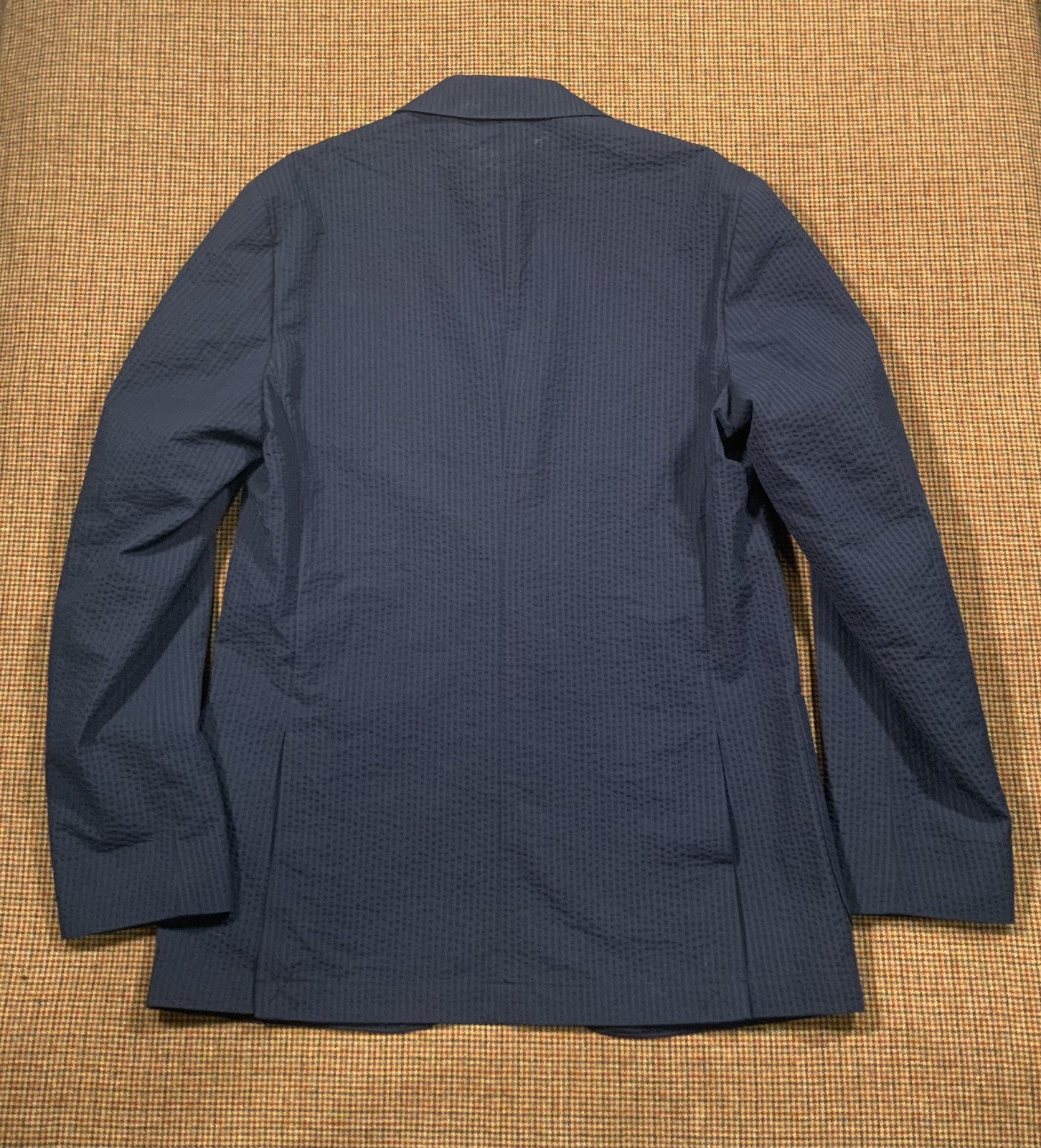 NEW $398 J.Crew Thompson Navy Seersucker Blazer Sz 38R Unlined Sport Coat Ludlow