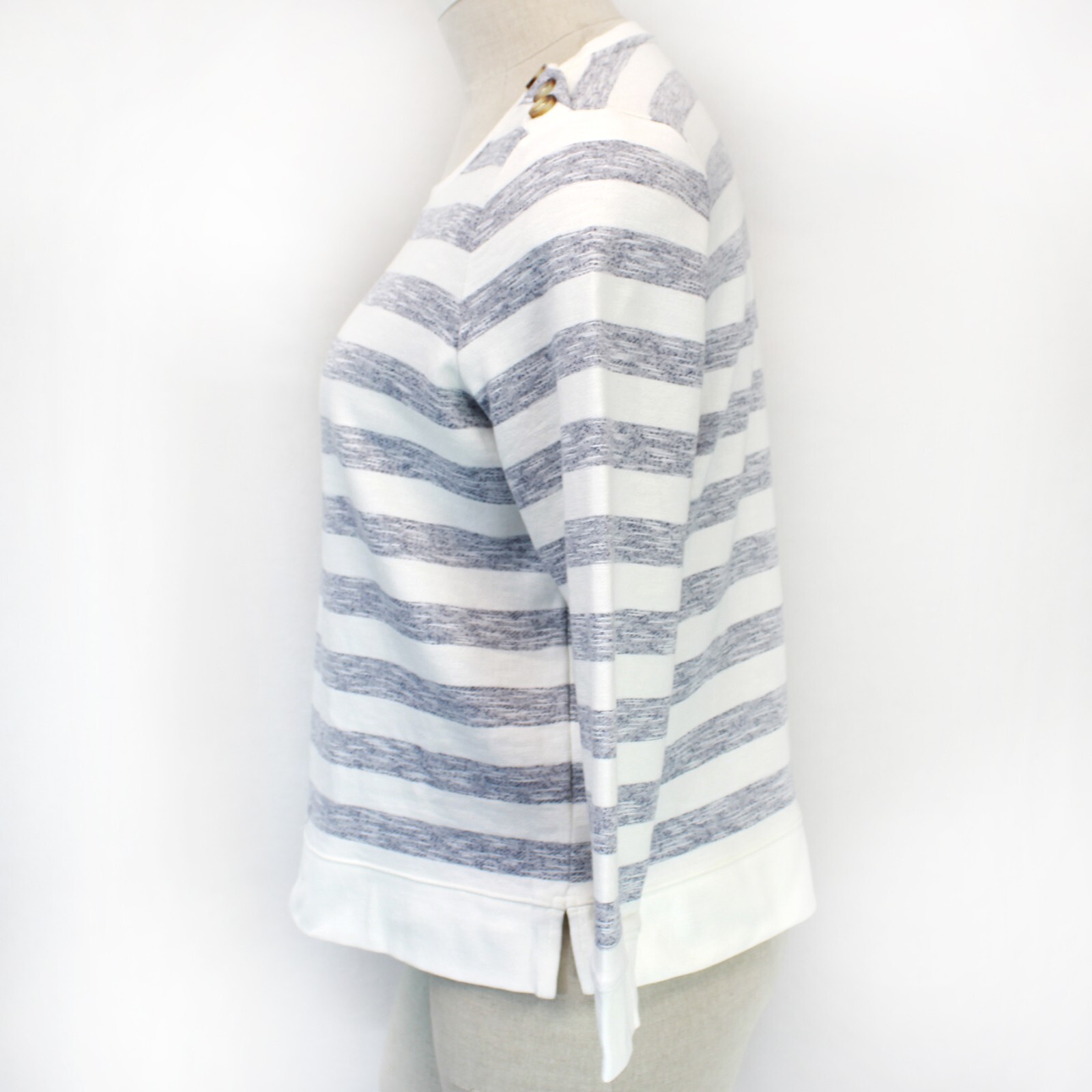 TALBOTS Plus terry 100% Cotton STRIPE TOP SWEATSHIRT 3X Petite slits nautical