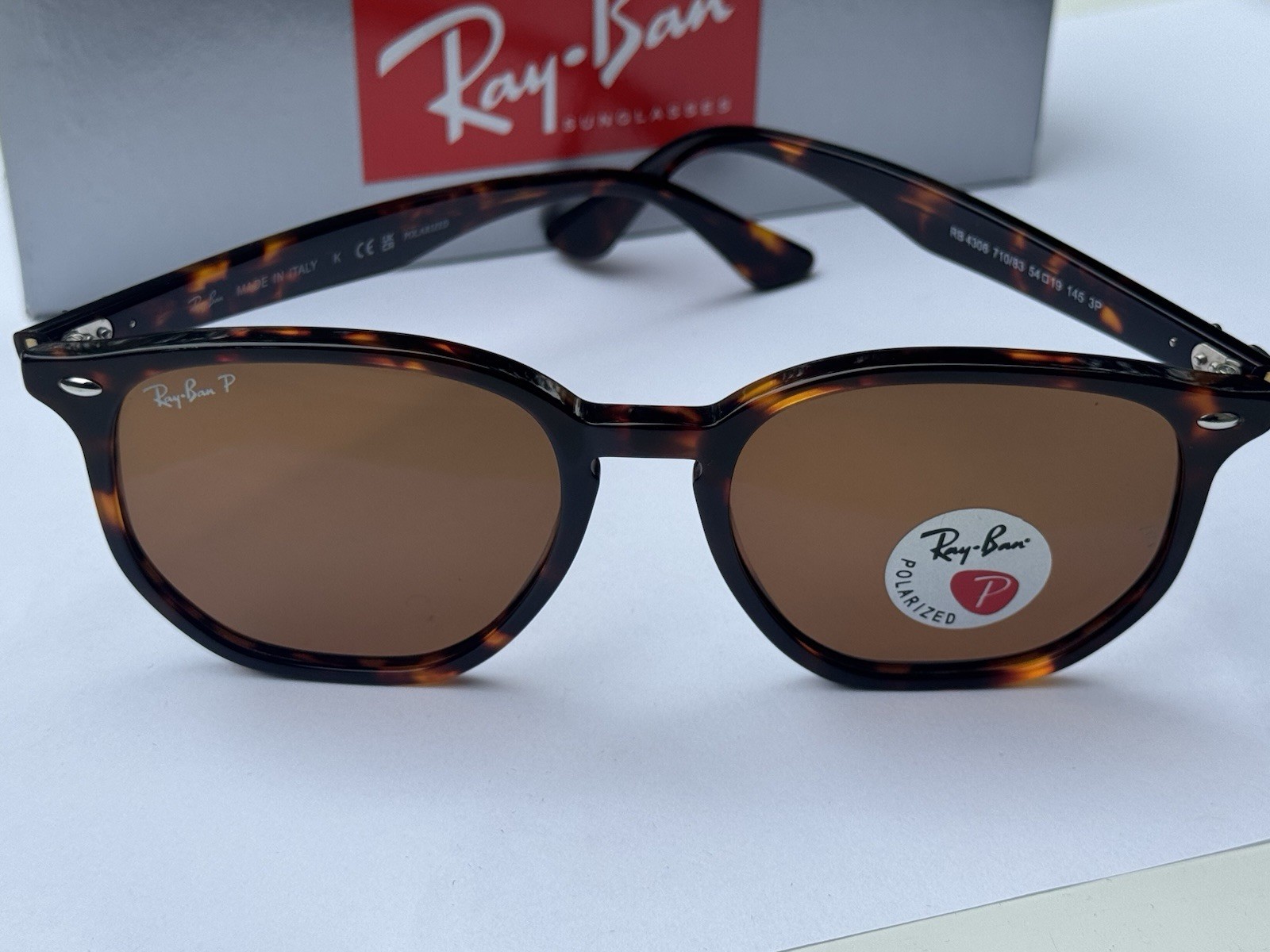 NEW Ray-Ban RB4306 710/83 Polished Light Havana/ Polarized Brown Sunglasses 54mm