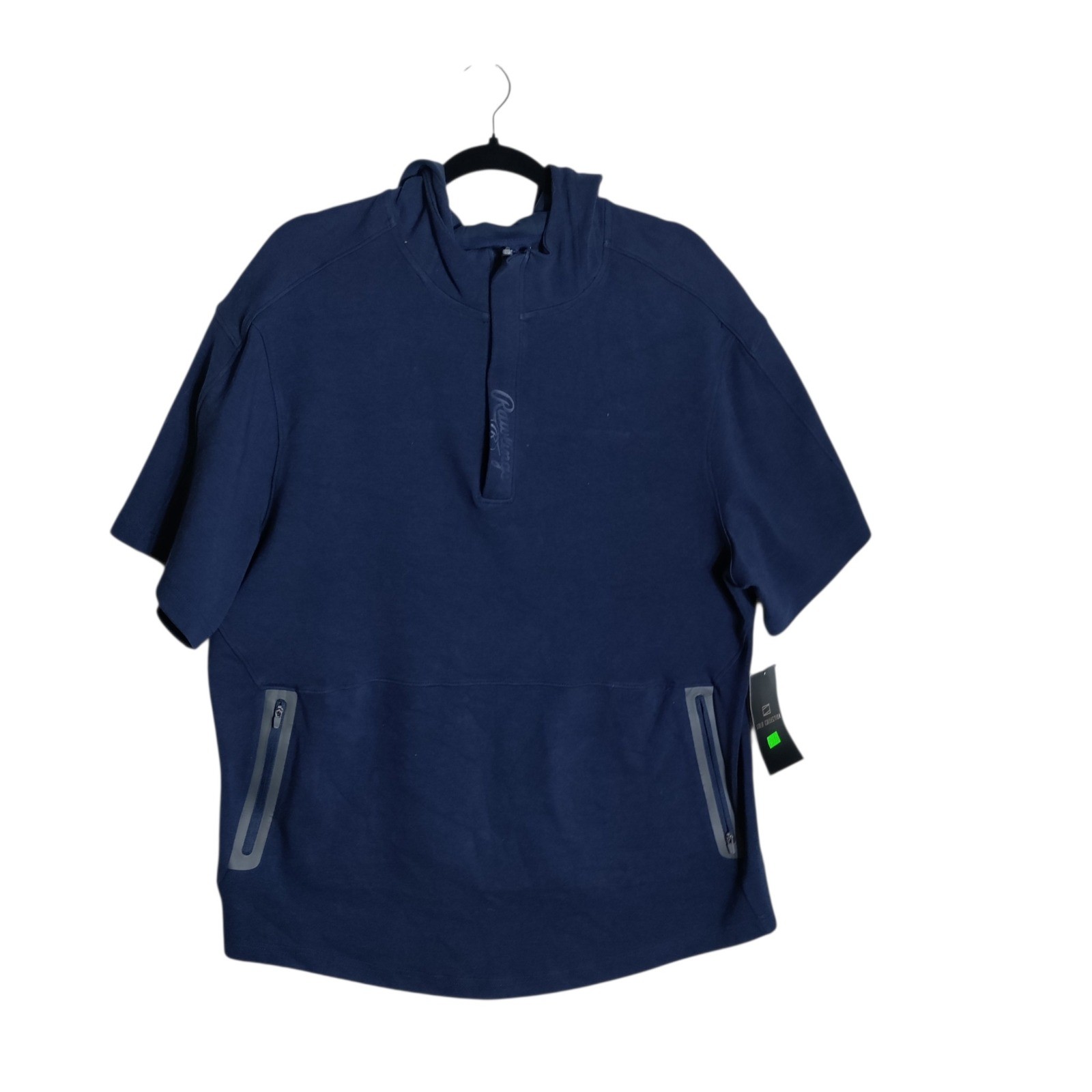 Rawlings Gold Collection Mens XL Navy Blue Short Sleeve Quarter Zip Hoodie GCJJ