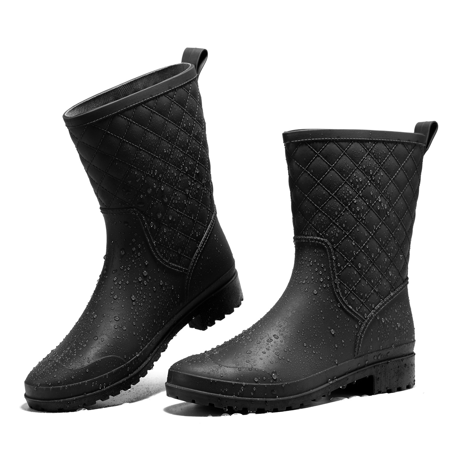 HISEA Women Mid Calf Rain Boots Waterproof Non-Slip Mud Yard Garden Work Wellies