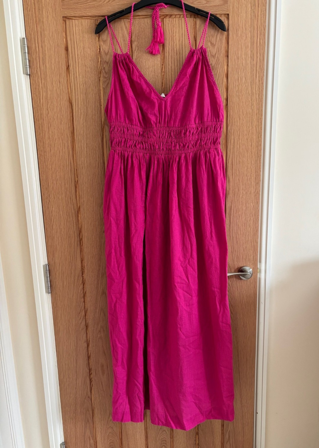 Accessorize Magenta Pink Cotton Long Midi to Maxi Length Dress, Size L, 16-18