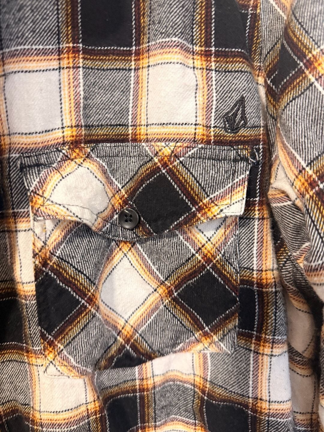 Volcom Getting Radder Plaid Flannel Shirt in Black and Orange