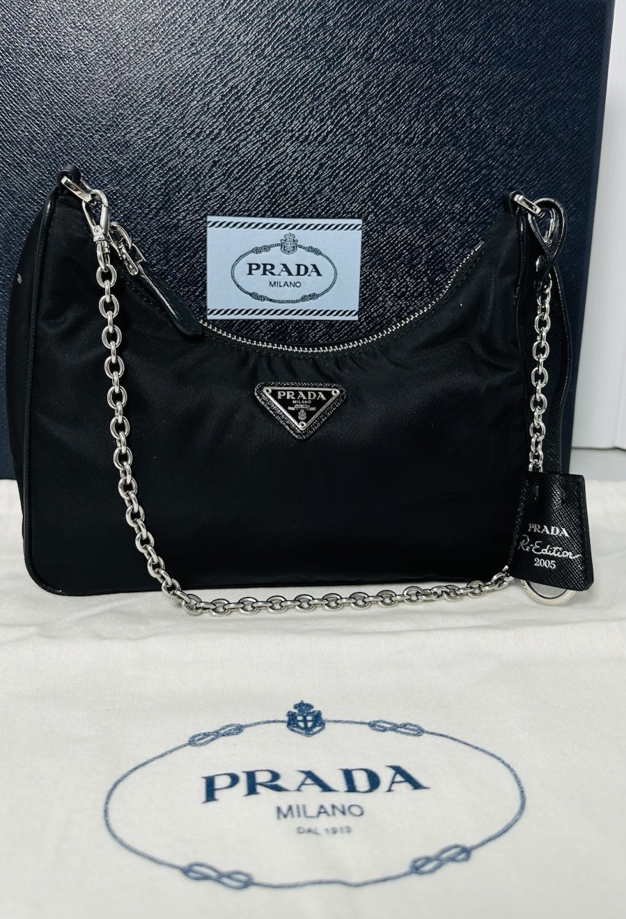 Authentic PRADA RE-Edition 2005 Shoulder Bag Black Nylon
