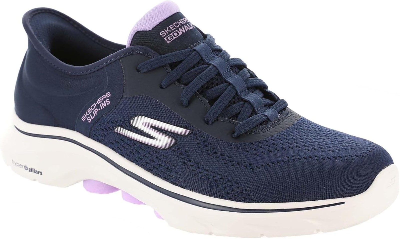 Skechers Women’s Go Walk 7 Valin Hands Free Slip-ins – Navy/Lavender – 8.5 B – M