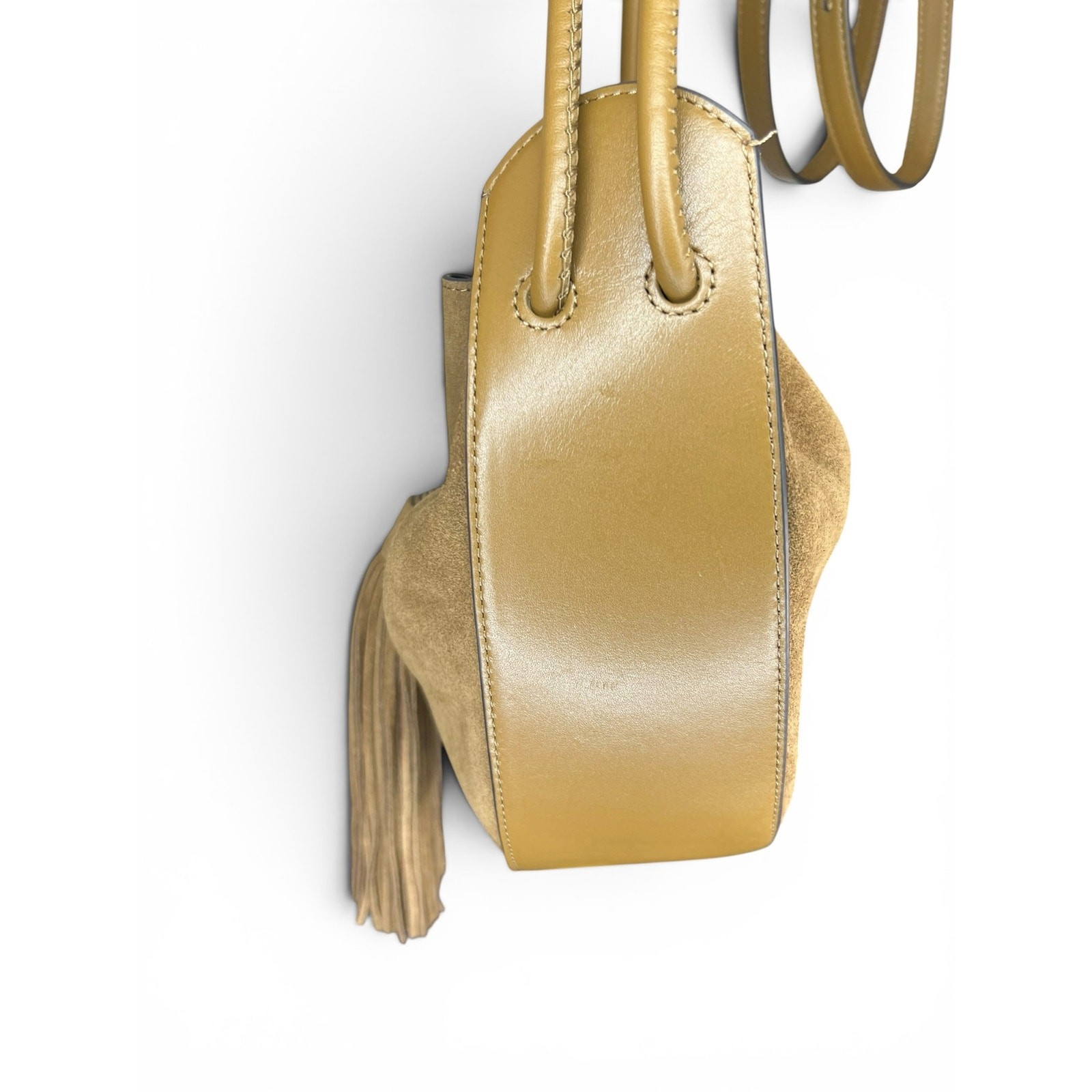 NWT Rebecca Minkoff Lulu Suede Leather Crossbody Bucket Bag Tassel – Military