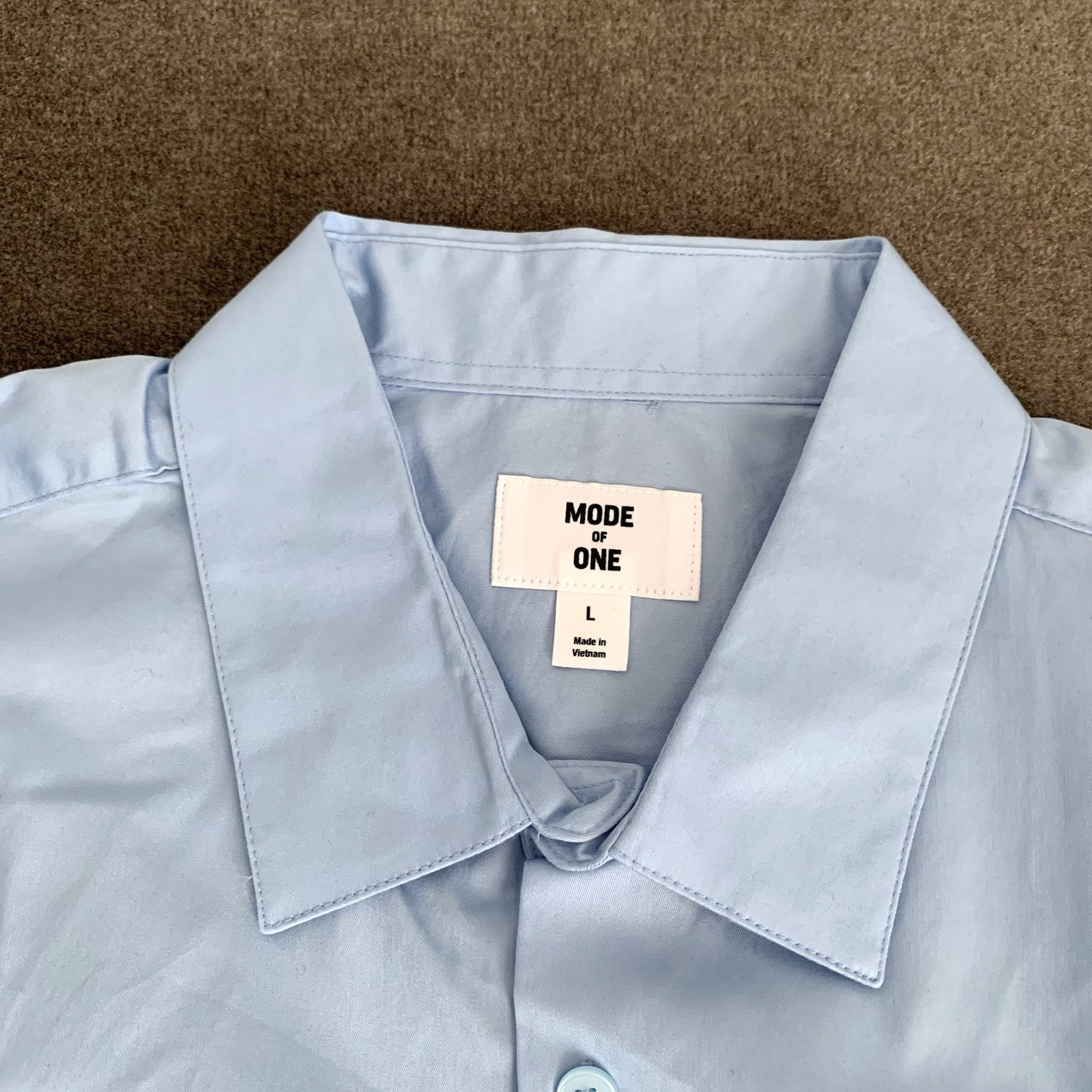 Mode of One Men’s Large Slim-Fit Button-Down Sport Dress Shirt Light Blue Indigo