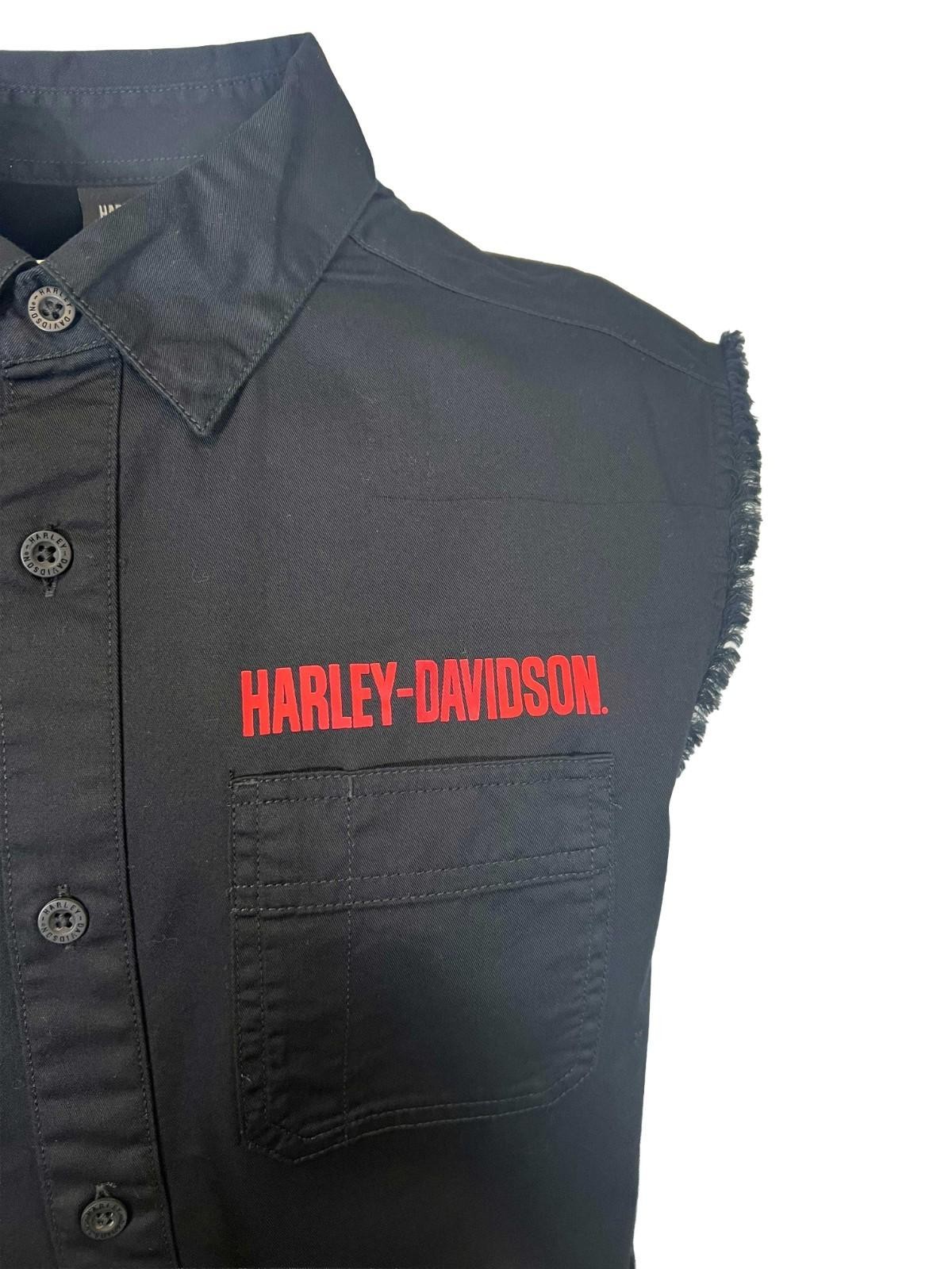 Harley-Davidson Men’s Black Vest Logo Patch Sleeveless Shirt (S67)