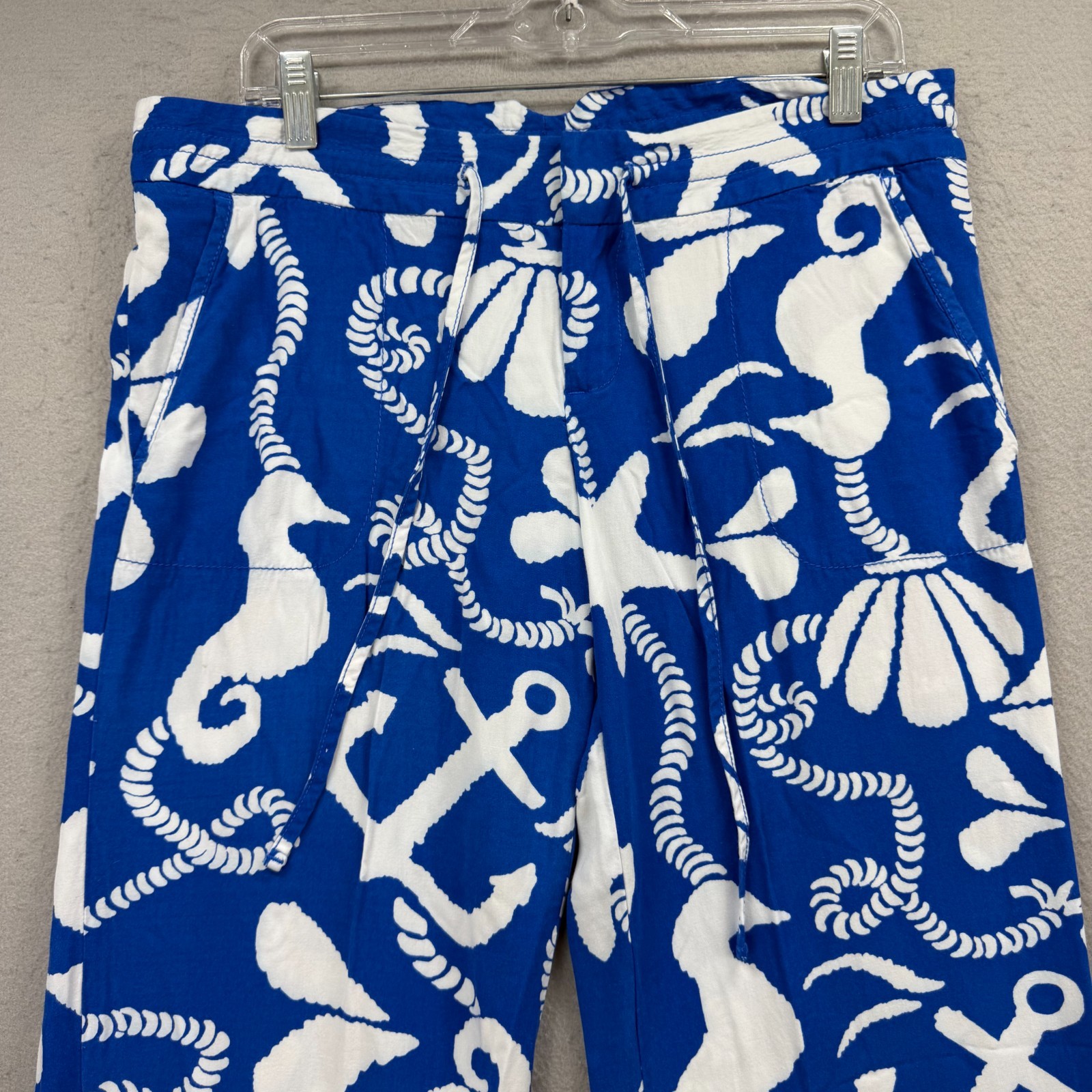 Lilly Pulitzer Palazzo Pants Womens Medium Blue White Nautical Anchor Beach