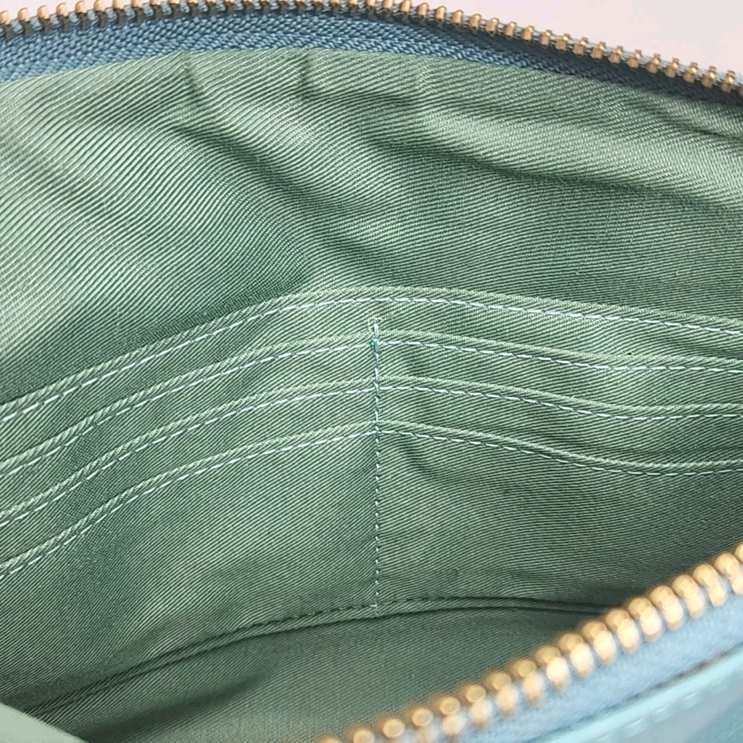 Lodis Wristlet Clutch Zip Wallet Pouch Organizer Blue Leather 9.75×6.75″ Purse
