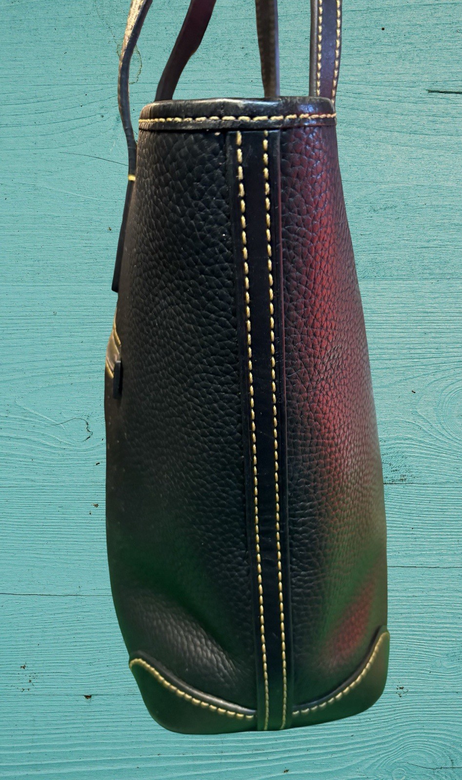 Dooney Bourke Black Pebble Leather Charleston Tote Shopper Shoulder Bag Purse