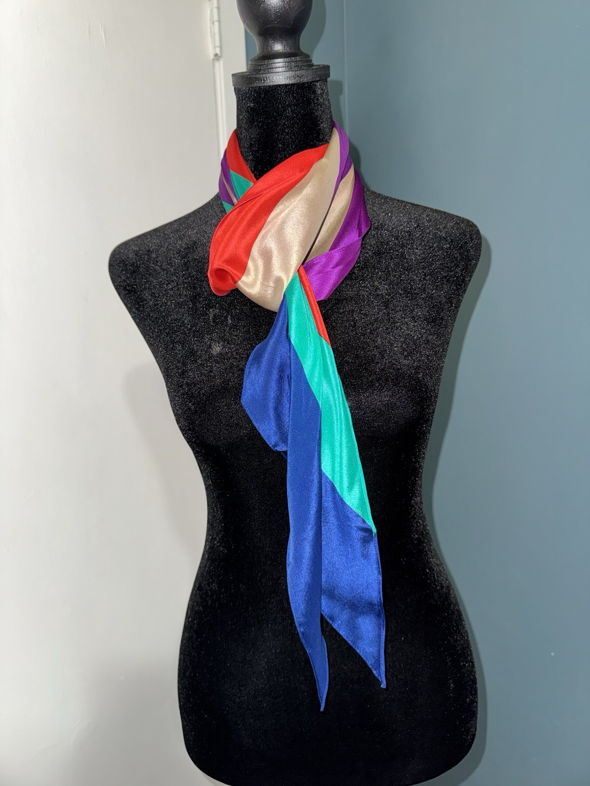 Vintage Baar & Beards All Silk Scarf Striped Color Block Rectangle Long Slim