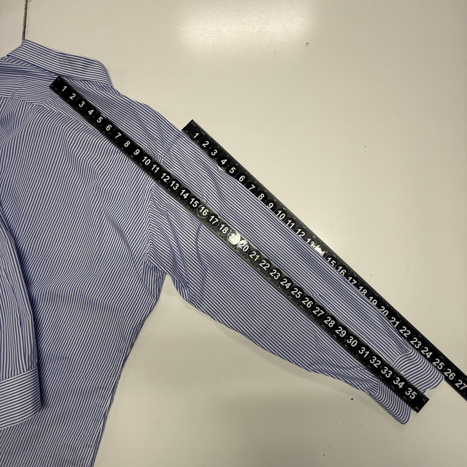 Proper Cloth Dress Shirt Mens 19.5 3X Blue White Striped Button Down Broadcloth