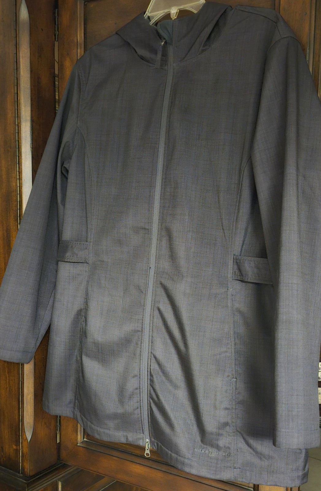 FreeTech Jacket Womens XL (16/18) Hooded Waterproof Rain Windbreaker Slate Gray