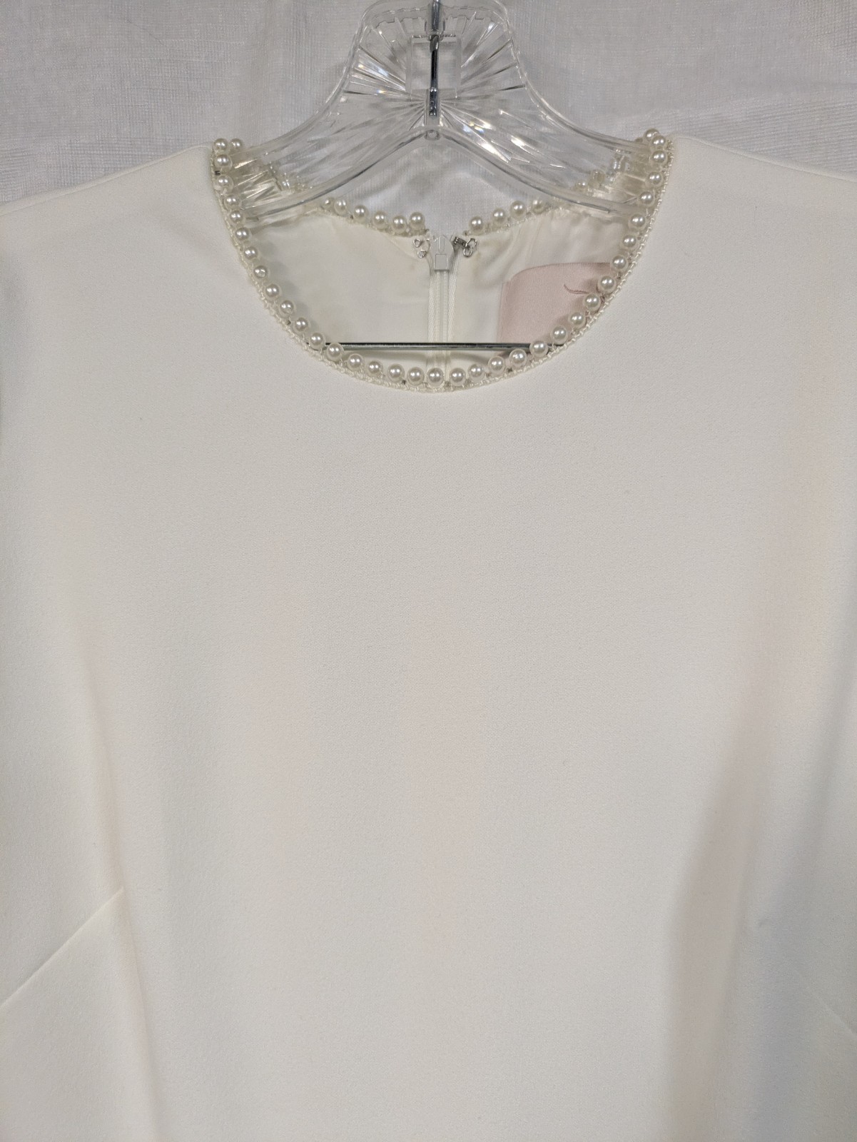 Gal Meets Glam Reme White Fit/ Flare Pearl Trim Dress Sz. O