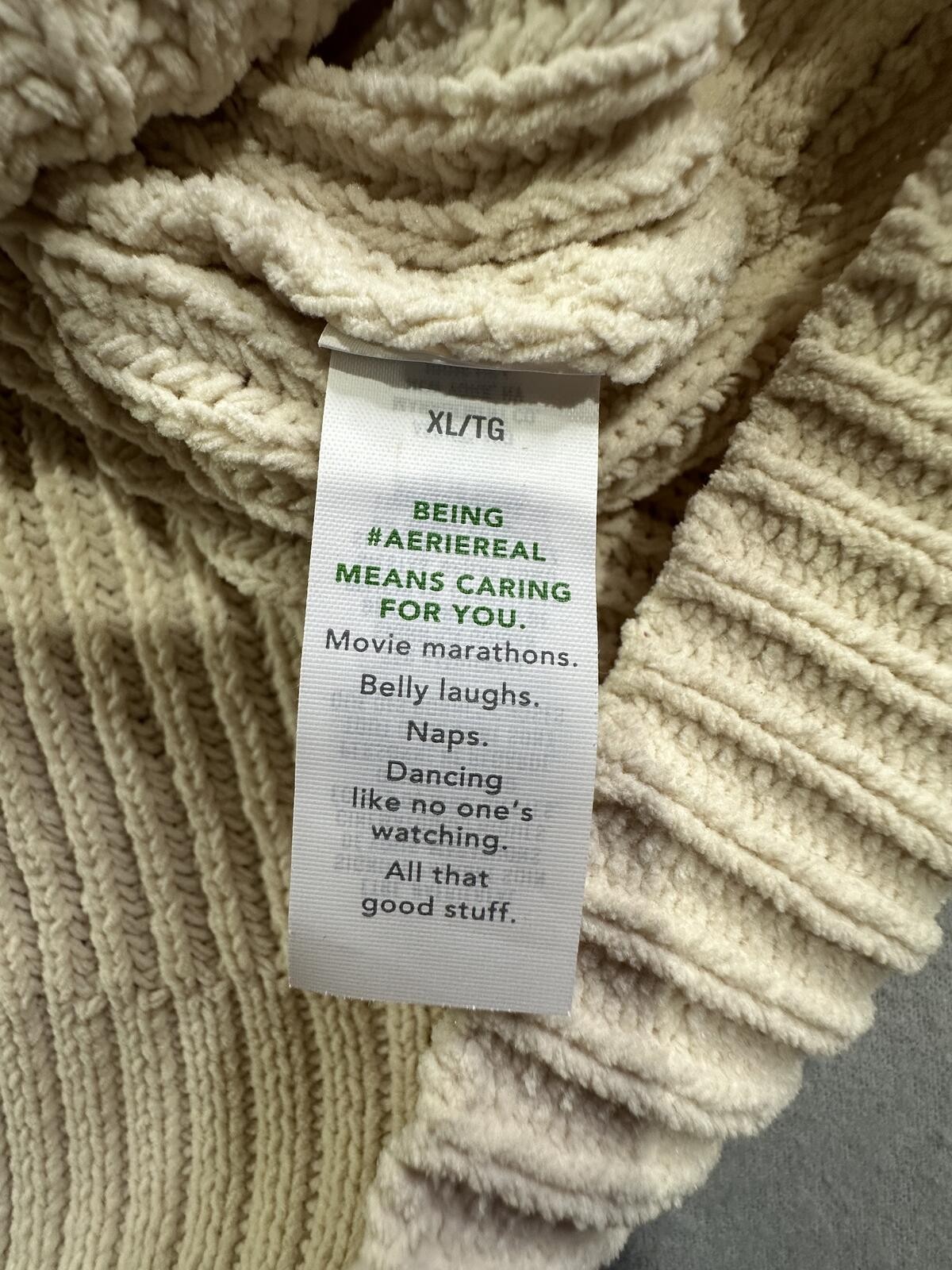 Aerie Oversized Rib Knit Collared Sweater Cream XL Polo Pullover Cozy