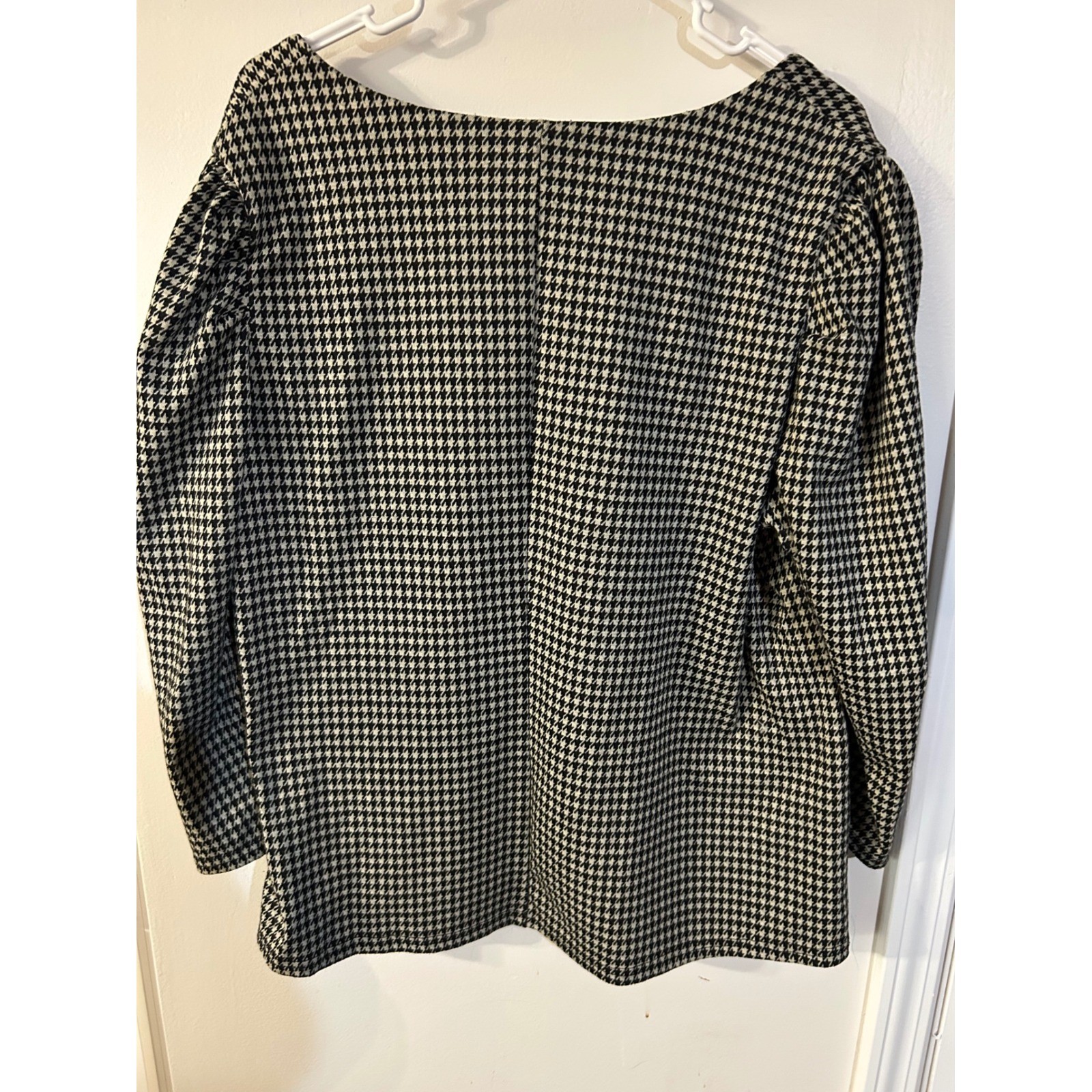 Cato Women B/W Houndstooth Square Neck Puff Sleeve Blouse Top Plus 18/20