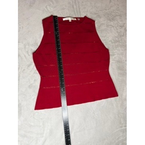 Max Studio Womens Red Sequin Knit Sleeveless Shell Top Size XL Crew Neck
