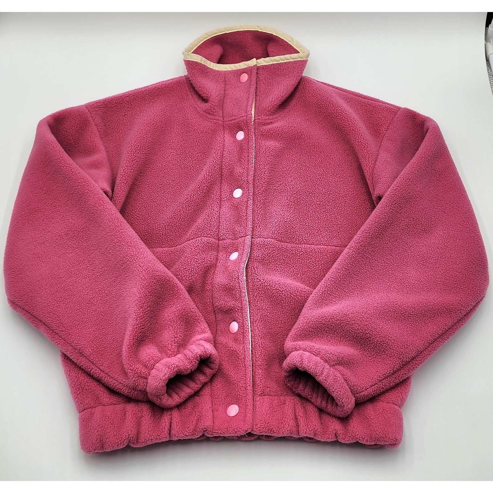 Vintage Woolrich Fleece Jacket Small Pink Made in USA Full Snap Front 90s Retro