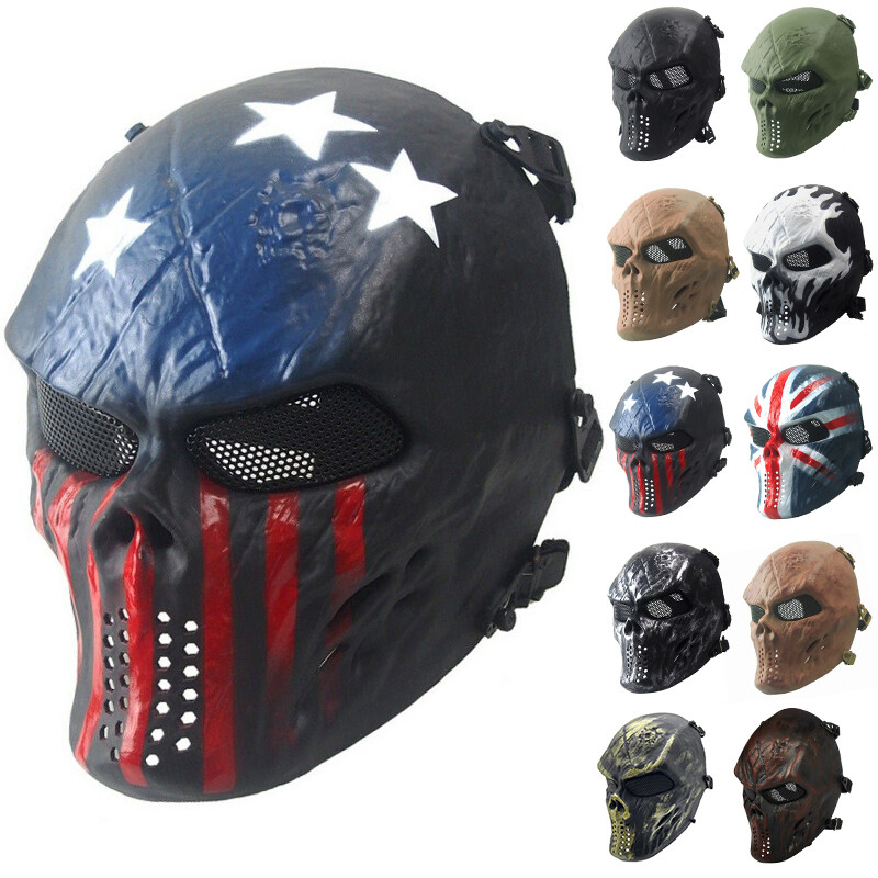Halloween Full Face Mask Skull Masks with Metal Mesh for Cosplay Costume Party