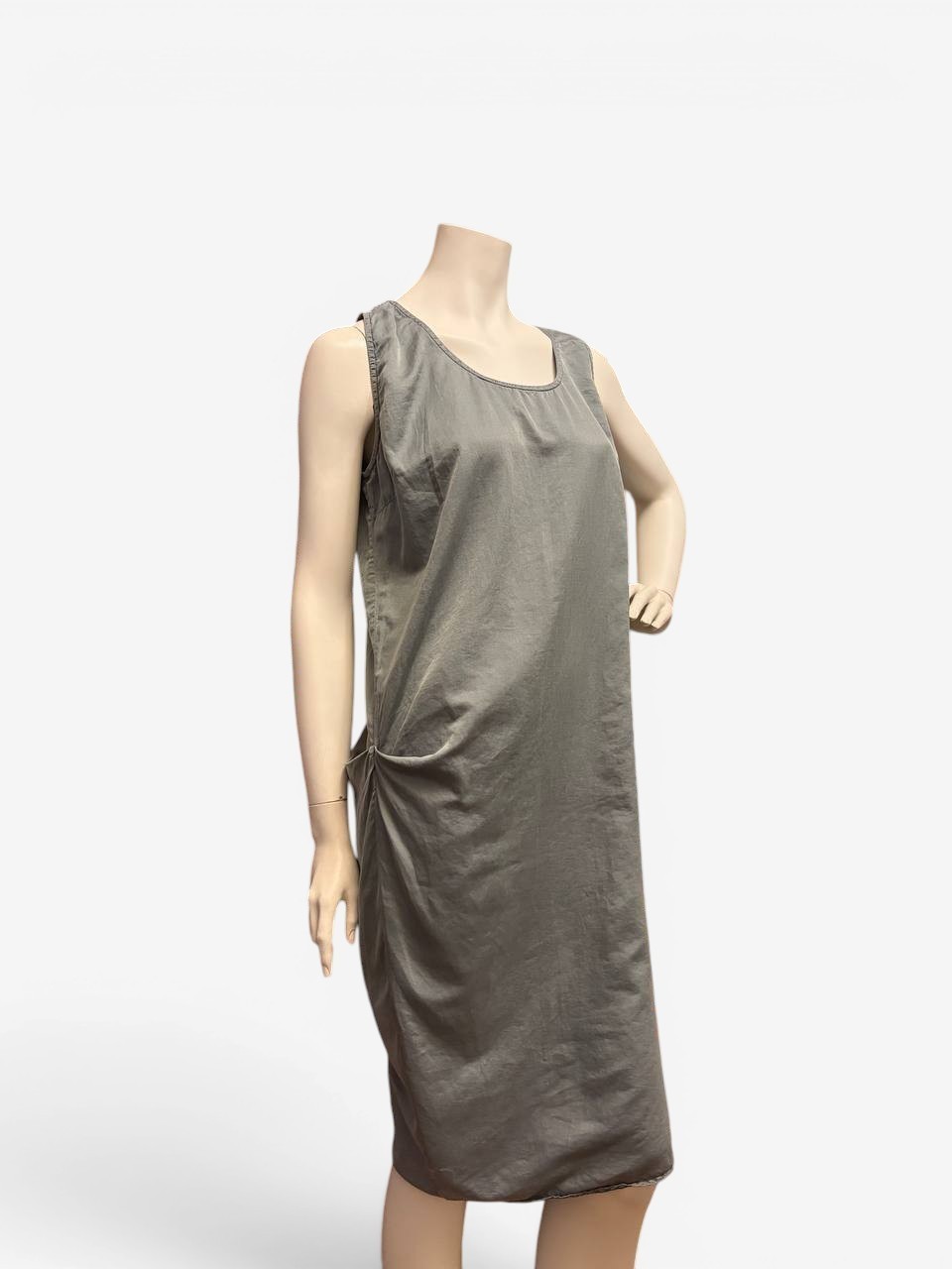 MM6 Margiela Cotton Silk Satin Midi Dress Sleeveless Gray IT 46 Made Italy