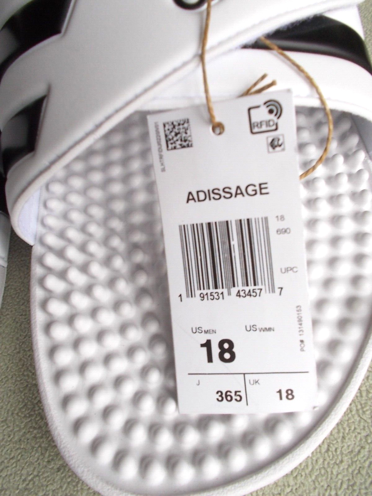 adidas Adissage Slides Sandal, White/Black/White, 18 US Men, $35 NEW