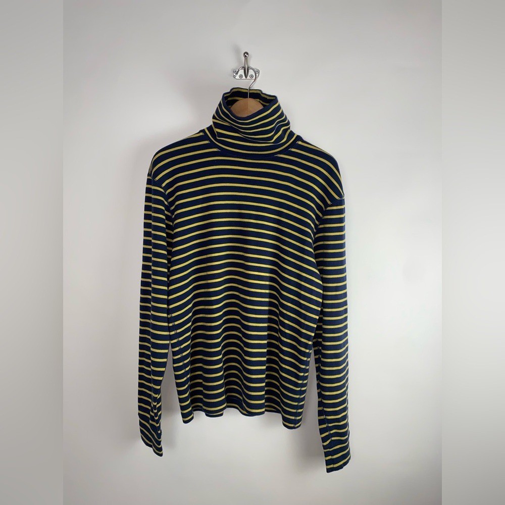 J. Crew Heritage brushed rib-knit turtleneck in navy sun stripe Size M