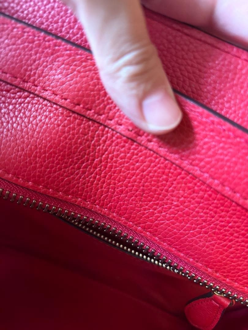 CELINE Micro Luggage Tote Bag Red Grained Drummed Calfskin Leather Handbag