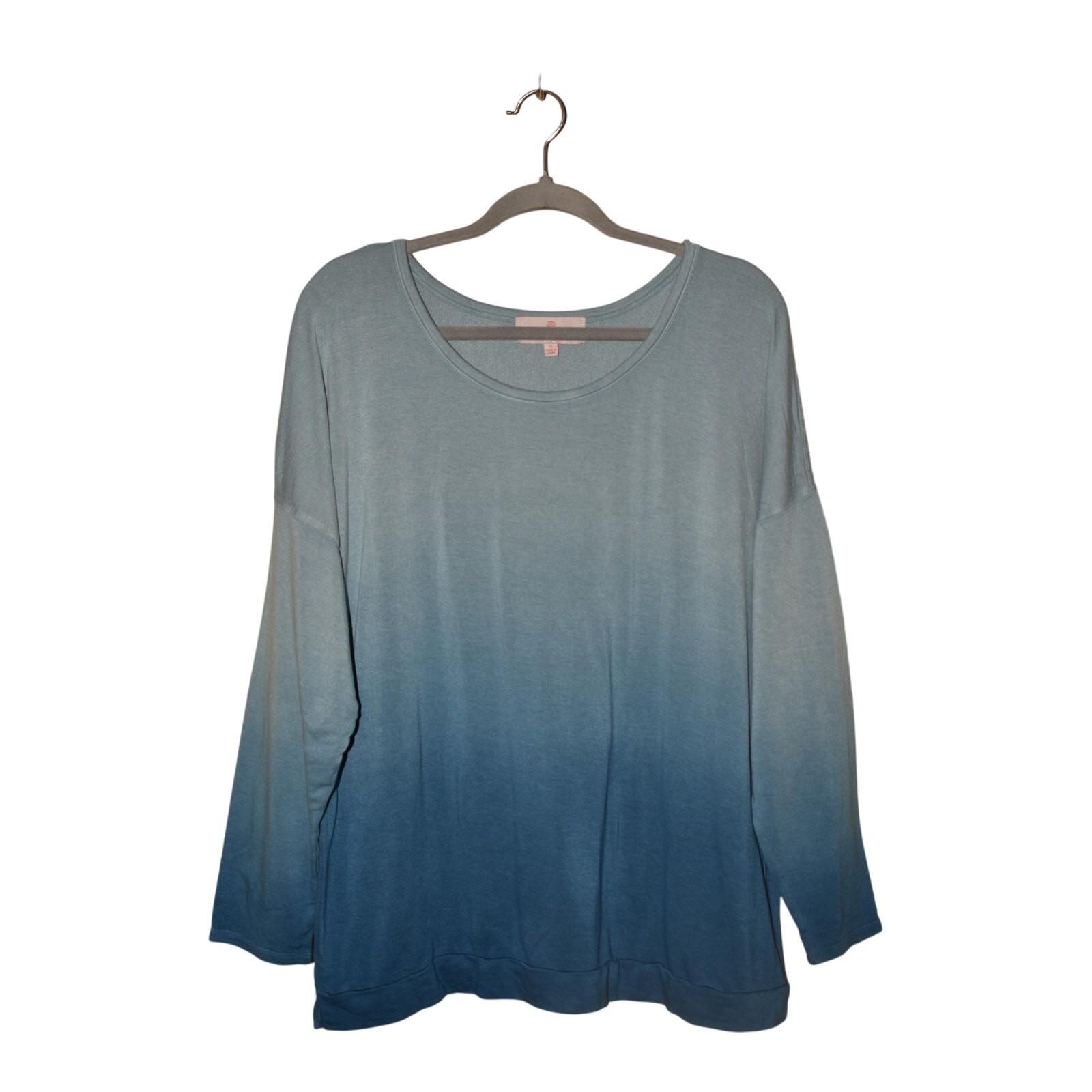 LAURIE FELT NEW $77 Dip Dye Long Sleeve Top Blue XL