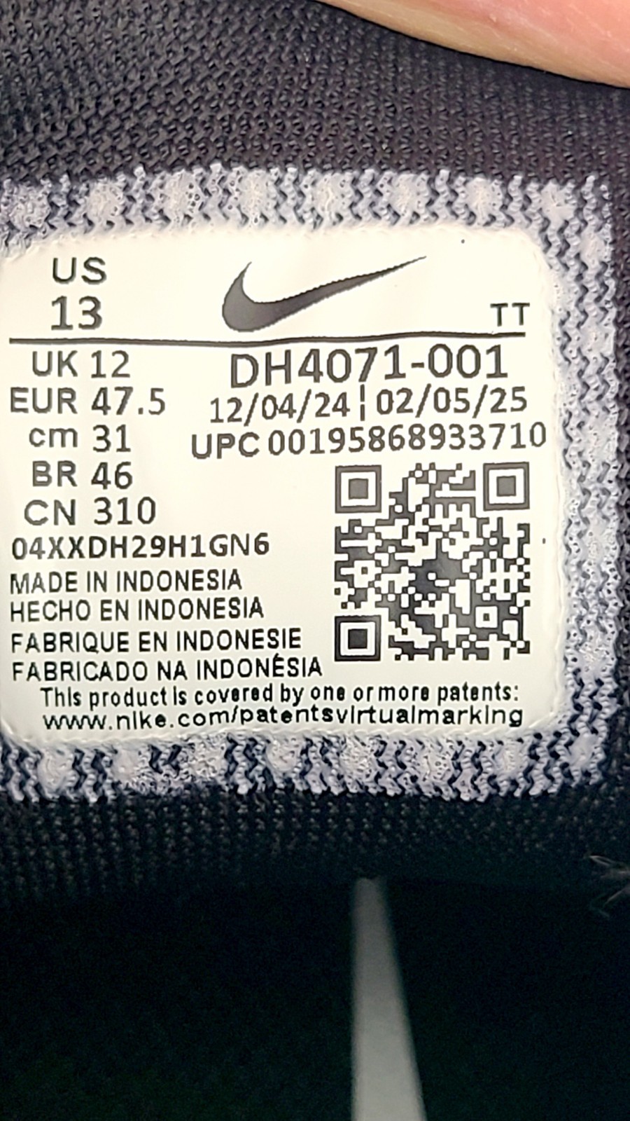 Nike Air Zoom Pegasus 39 Running Shoes Men’s Size 13 Black White DH4071-001 NEW