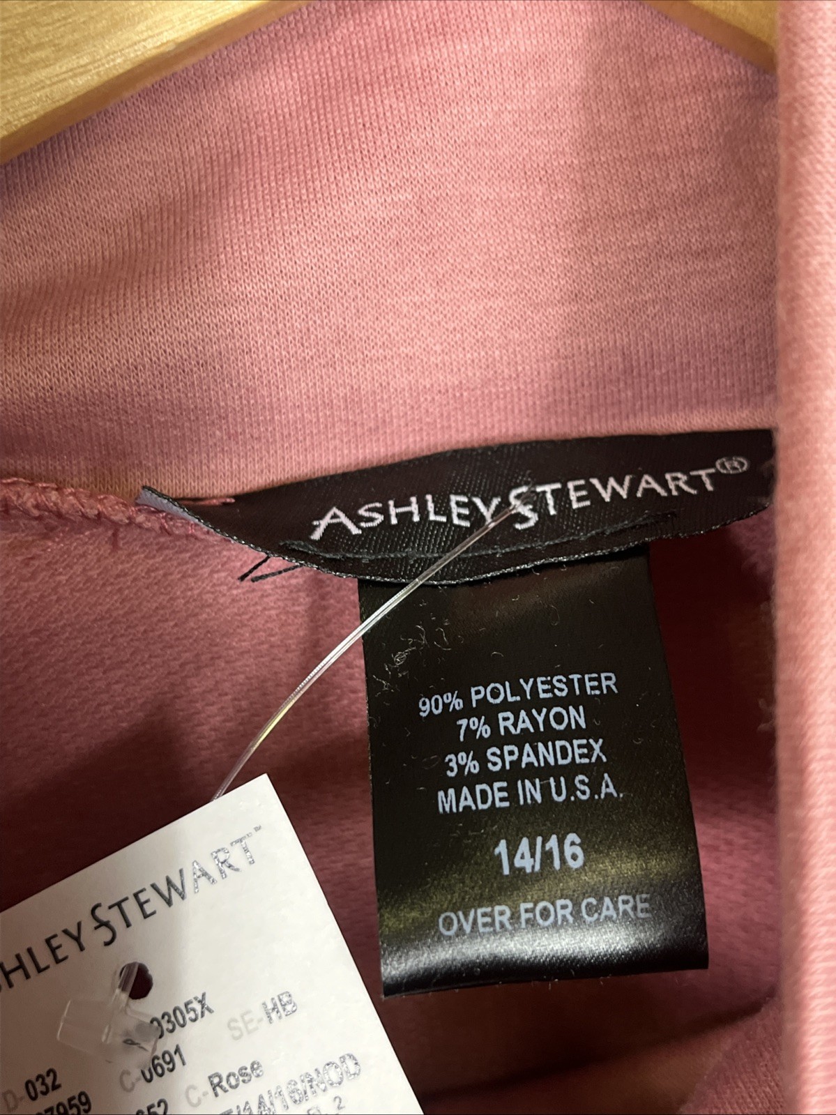 Ashley Stewart Full Zip Track Jacket Mauve Pink Colorblock Full Zip 14/16 NWT